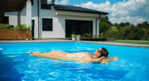 Relaxing in the pool